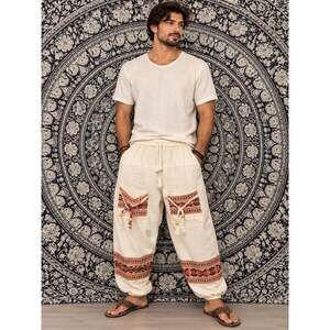 Boho Pants for Men & Women – Handmade Hippie Harem Pants, Soft Acrylic Pants